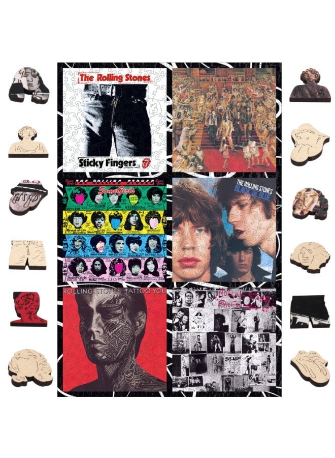 ROLLING STONES The Rolling Stones Wooden Puzzle – Iconic Albums | Official Licensed Jigsaw for Adults 14+ - Image 1